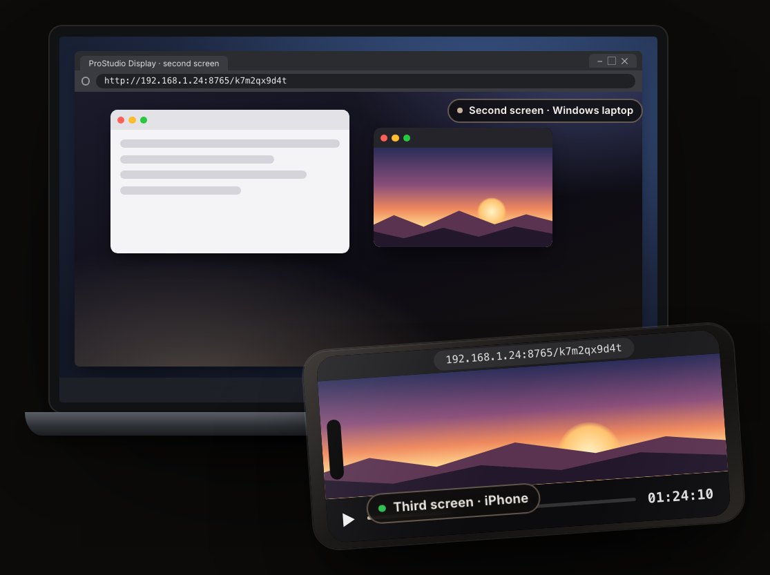 Windows laptop and iPhone in landscape used as extra screens for a Mac through a browser link